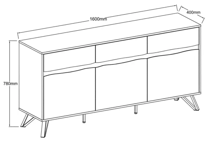 Grayson Large Buffet Sideboard Console 3 Door 3 Drawer 160cm