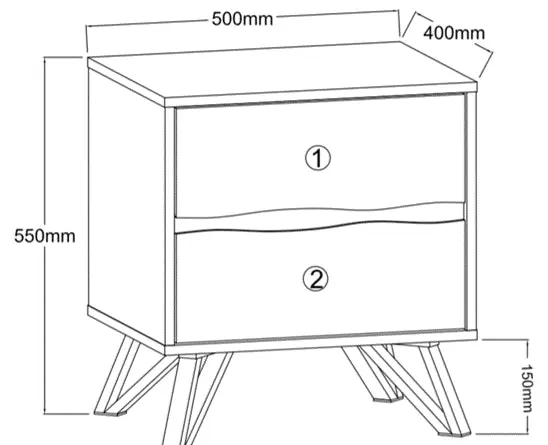 Grayson 2 Drawer Bedside Table for Stylish Bedroom Storage