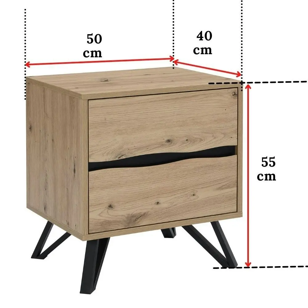 Grayson 2 Drawer Bedside Table Bundle  Set of 2 Units for Stylish and Functional Bedroom Storage