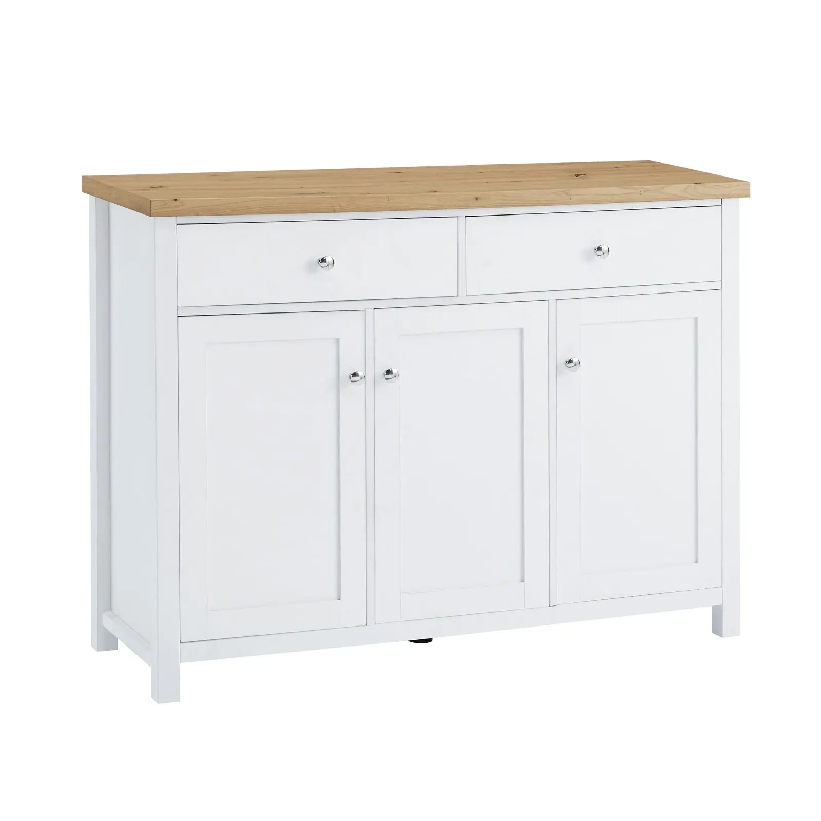 120cm Sideboard Buffet with 3 Drawers & 2 Doors - Pine Top, White Body | Versatile Storage Solution