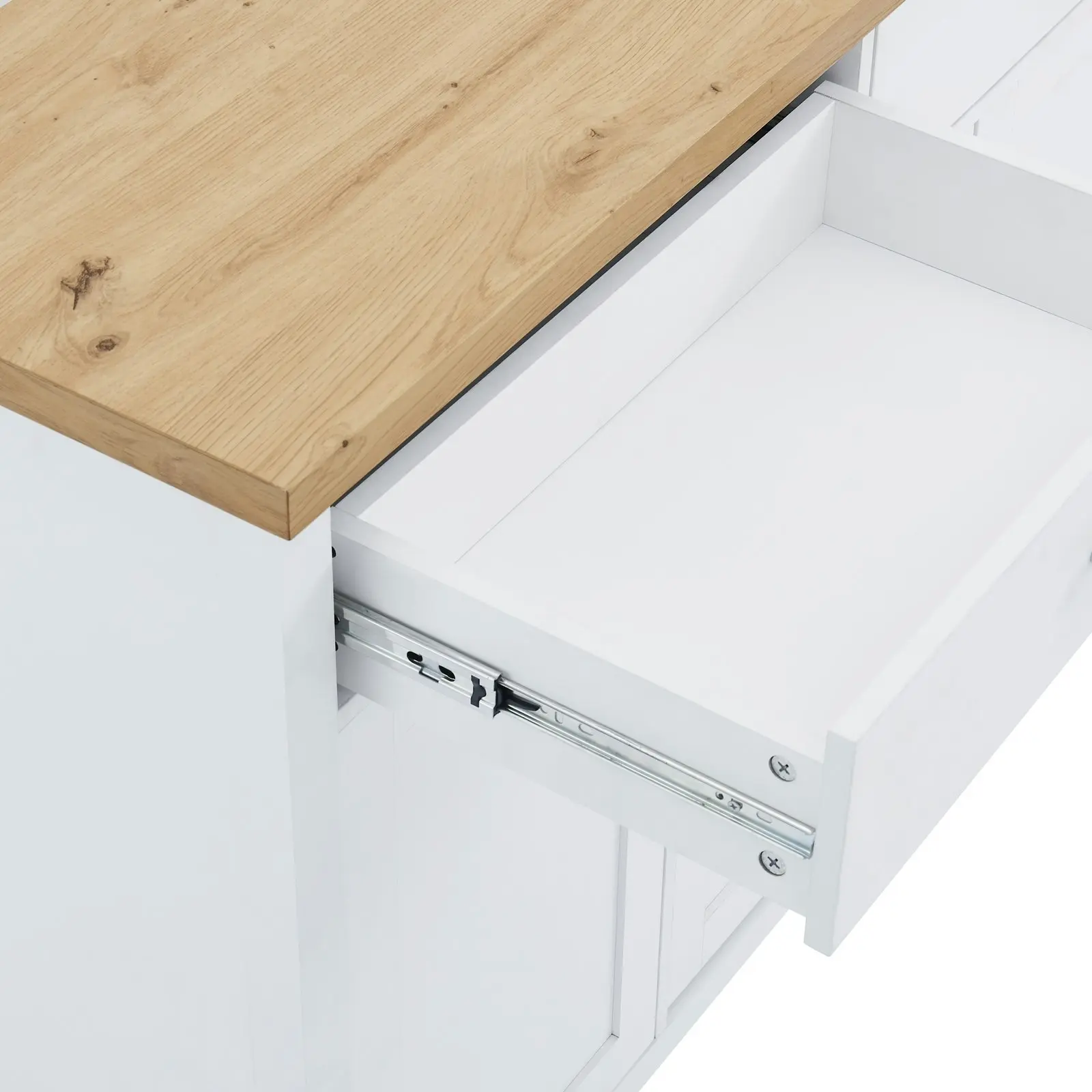 120cm Sideboard Buffet with 3 Drawers & 2 Doors - Pine Top, White Body | Versatile Storage Solution