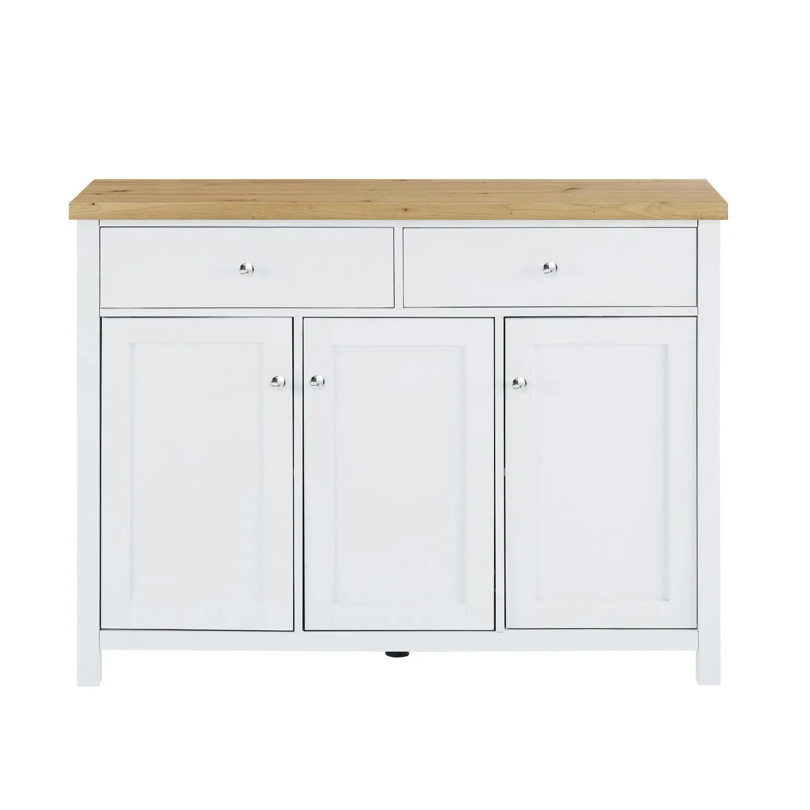 120cm Sideboard Buffet with 3 Drawers & 2 Doors - Pine Top, White Body | Versatile Storage Solution