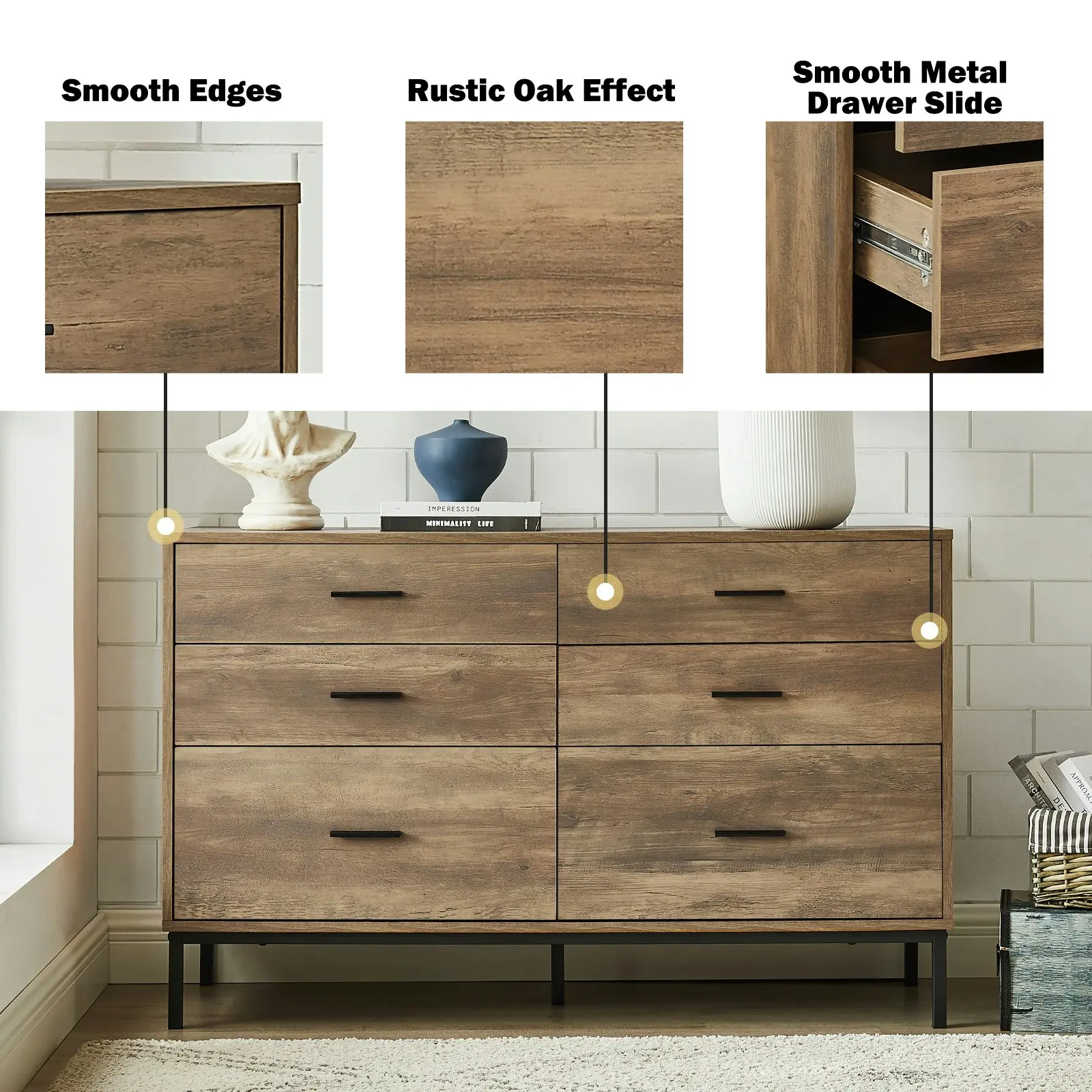 Bronx 4-Piece Set | Tall Chest Wardrobe, 6-Drawer Chest, 2-Drawer Bedside Table & Pet End Table Combo for a Complete Stylish Storage Solution