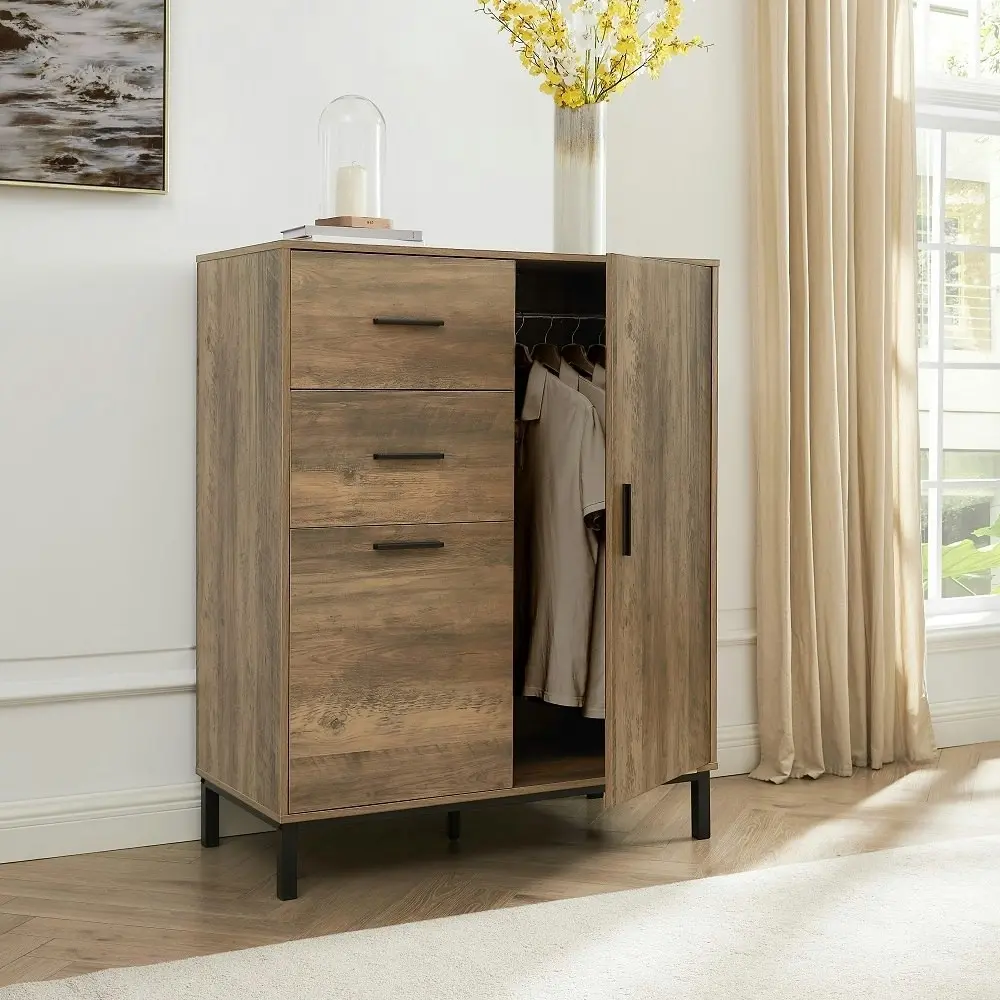 Bronx 4-Piece Set | Tall Chest Wardrobe, 6-Drawer Chest, 2-Drawer Bedside Table & Pet End Table Combo for a Complete Stylish Storage Solution