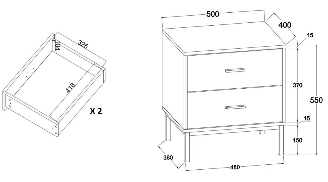 Bronx 4-Piece Set | Tall Chest Wardrobe, 6-Drawer Chest, 2-Drawer Bedside Table & Pet End Table Combo for a Complete Stylish Storage Solution