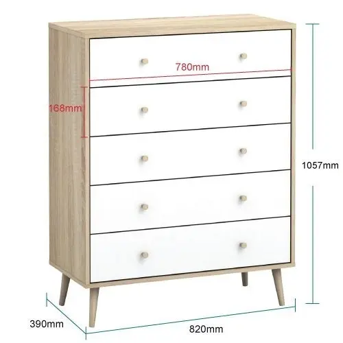 Bedroom Bundle Adriana 5 Drawers Chest with 2 Bedside Tables