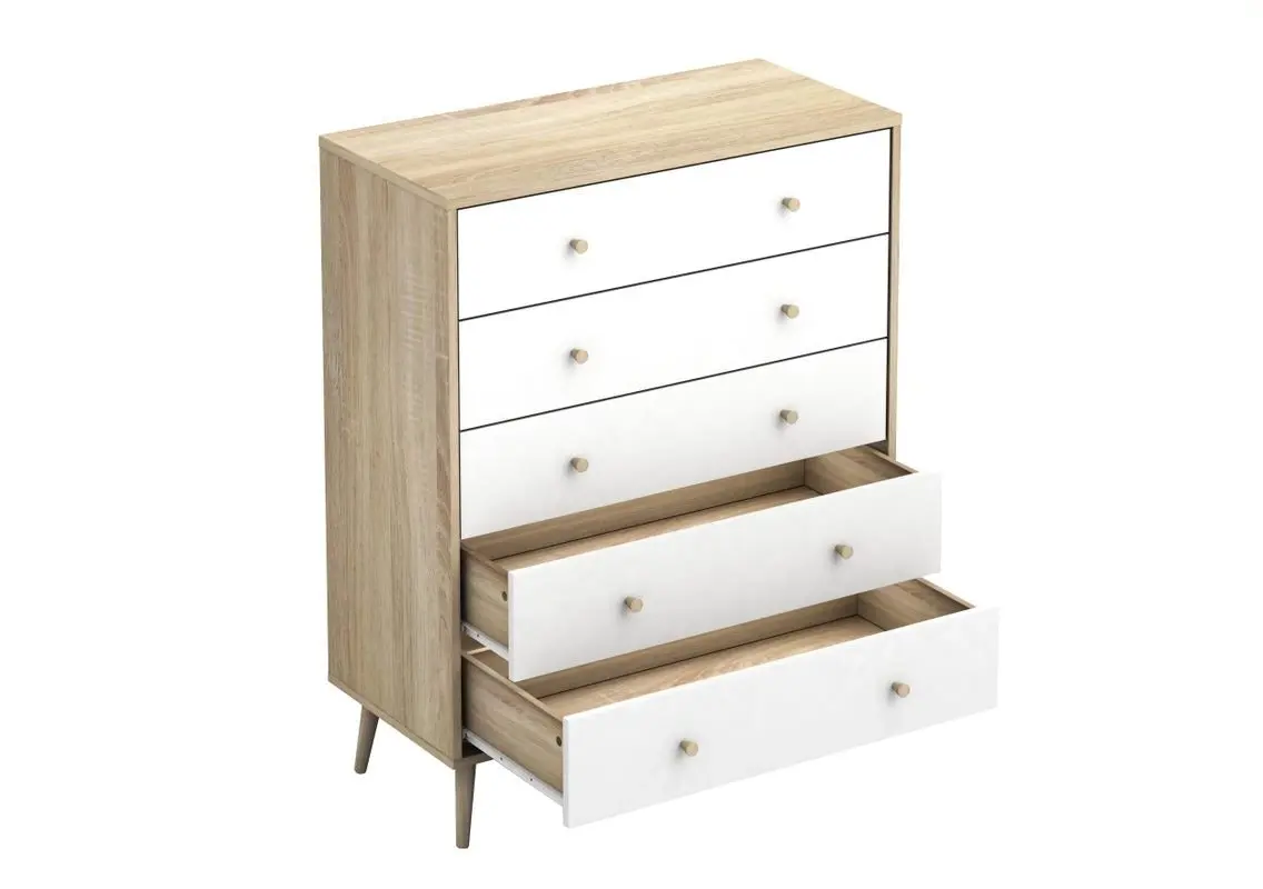 Bedroom Bundle Adriana 5 Drawers Chest with 2 Bedside Tables