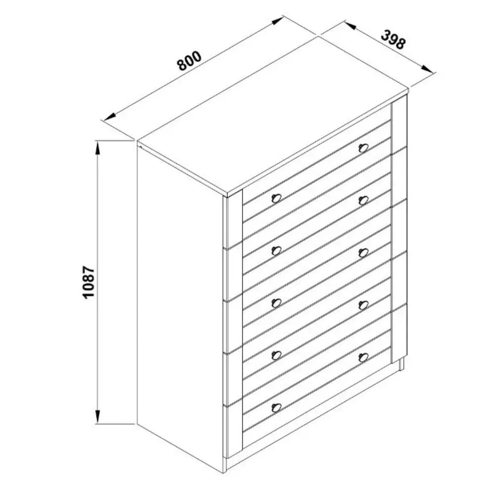 Harriet 5 Drawer Chest Dresser Tallboy - Elegant Storage Solution for Compact Spaces