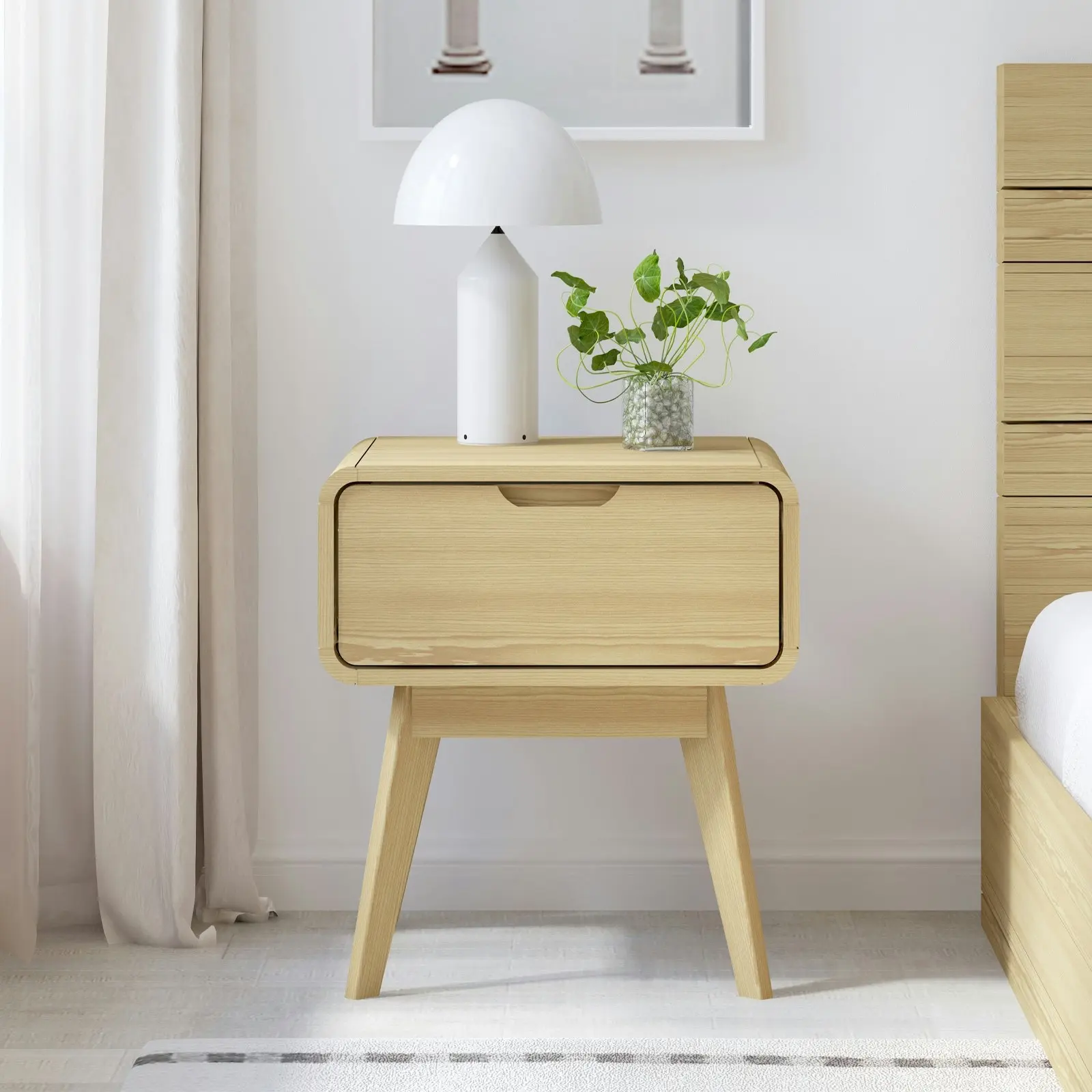 Wabi-Sabi 1 Drawer Bedside Table | Minimalist Nightstand for Bedroom