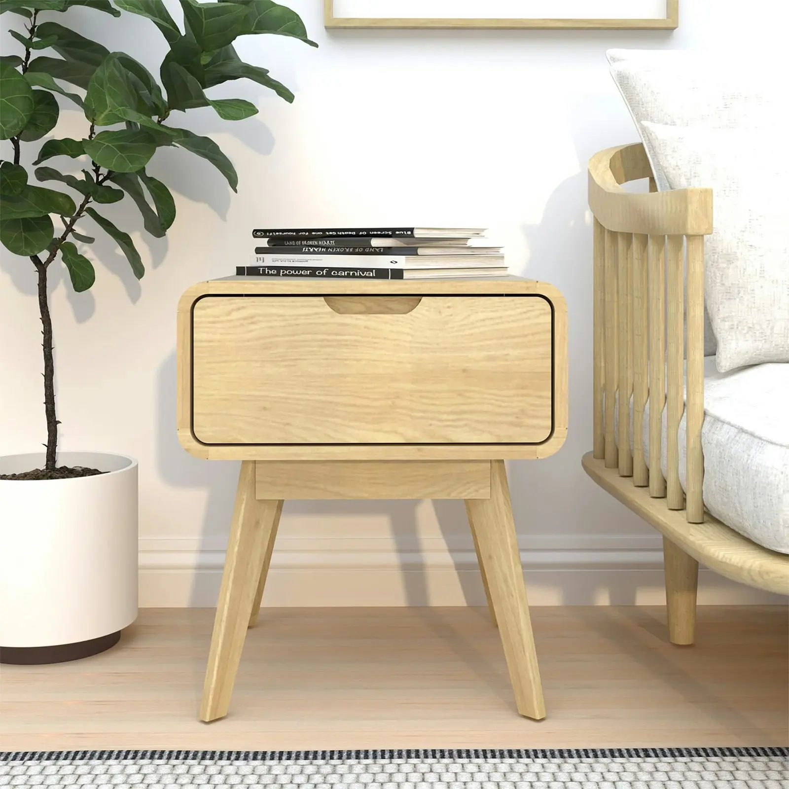 Wabi-Sabi 1 Drawer Bedside Table | Minimalist Nightstand for Bedroom