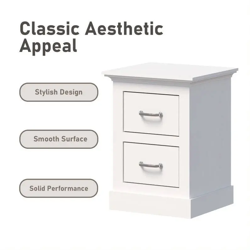 Ashford White Bedside Tables with Dresser  Set of 2 Elegant Storage Solutions for Your Bedroom