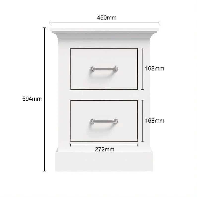 Ashford White Bedside Tables with Dresser  Set of 2 Elegant Storage Solutions for Your Bedroom