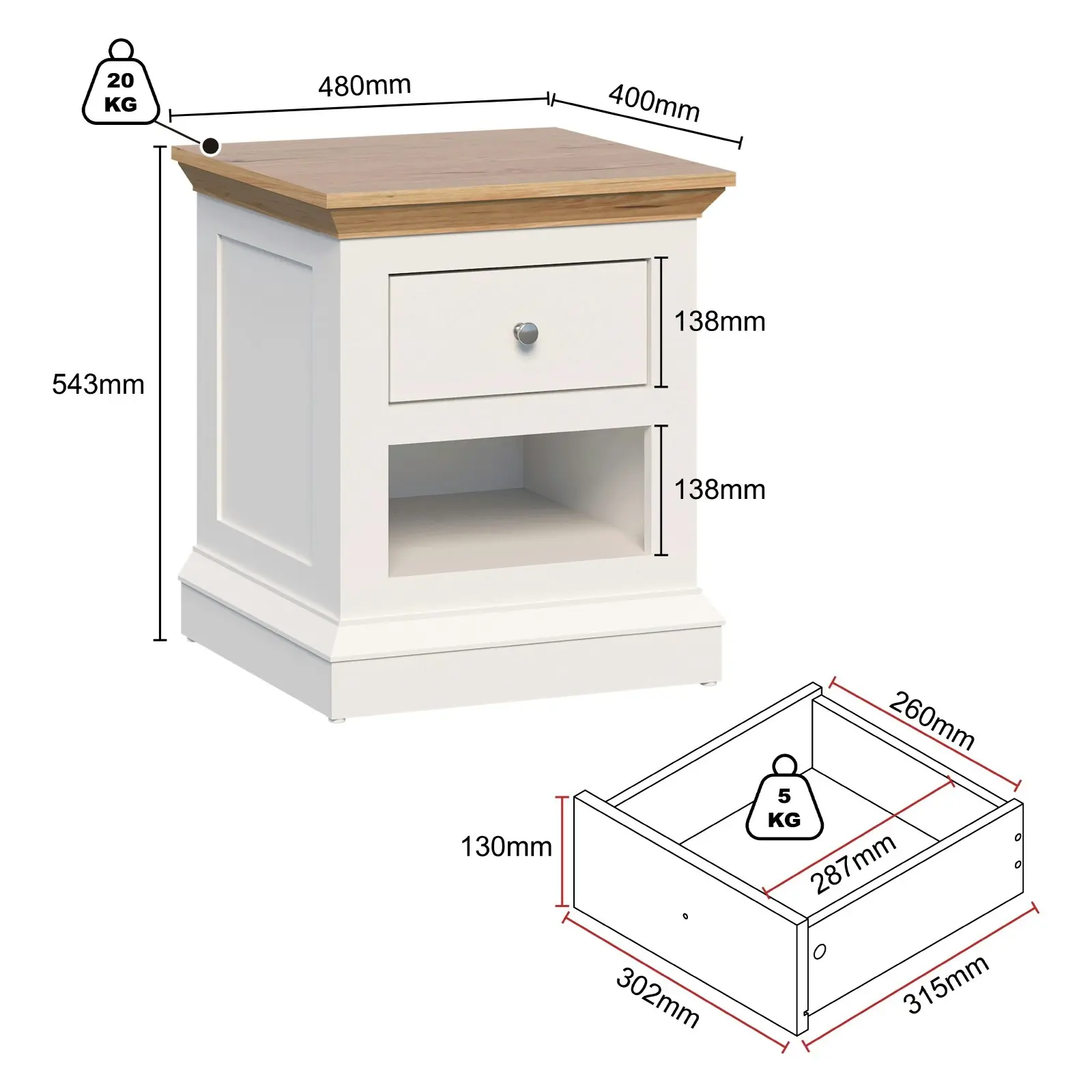 Hannah 1 Drawer Bedside Table | Stylish & Versatile Bedroom Storage