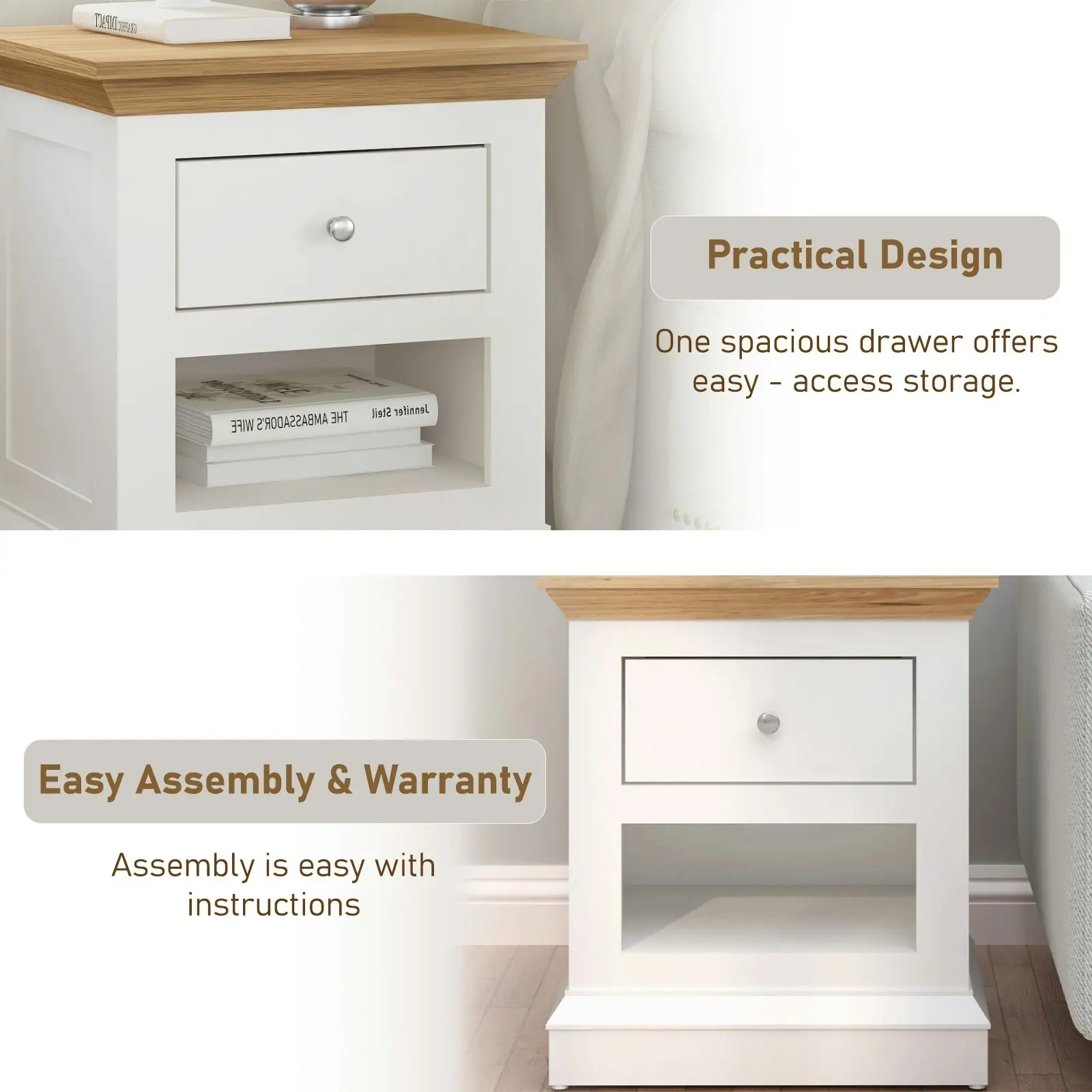 Hannah 1 Drawer Bedside Table | Stylish & Versatile Bedroom Storage