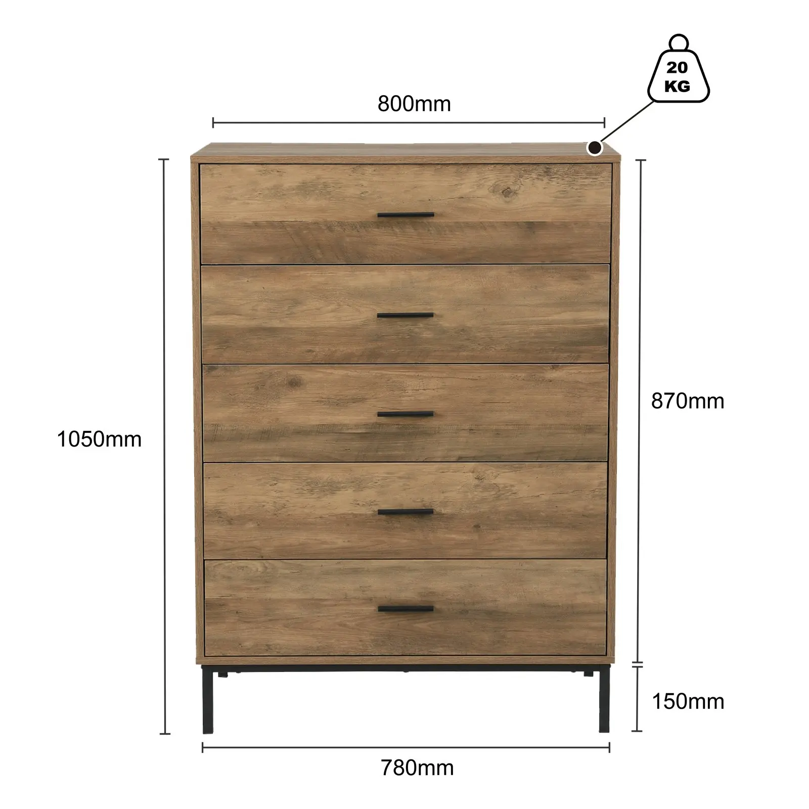 Bronx 5 Chest of Drawers Tallboys & Dressers