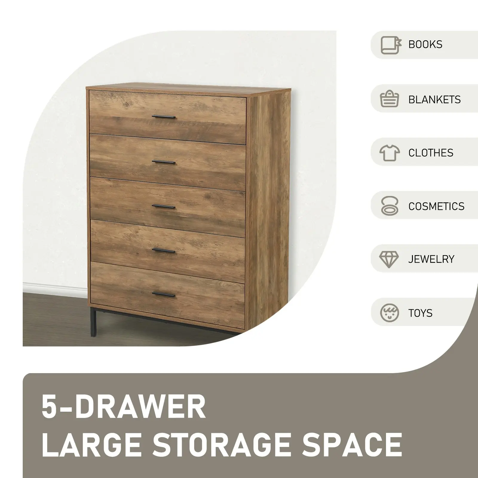 Bronx 5 Chest of Drawers Tallboys & Dressers