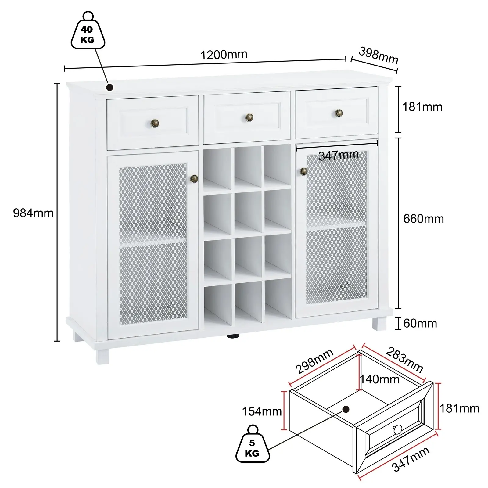 Modern Farmhouse Sideboard Wine Cabinet White | Stylish & Functional Wine Storage