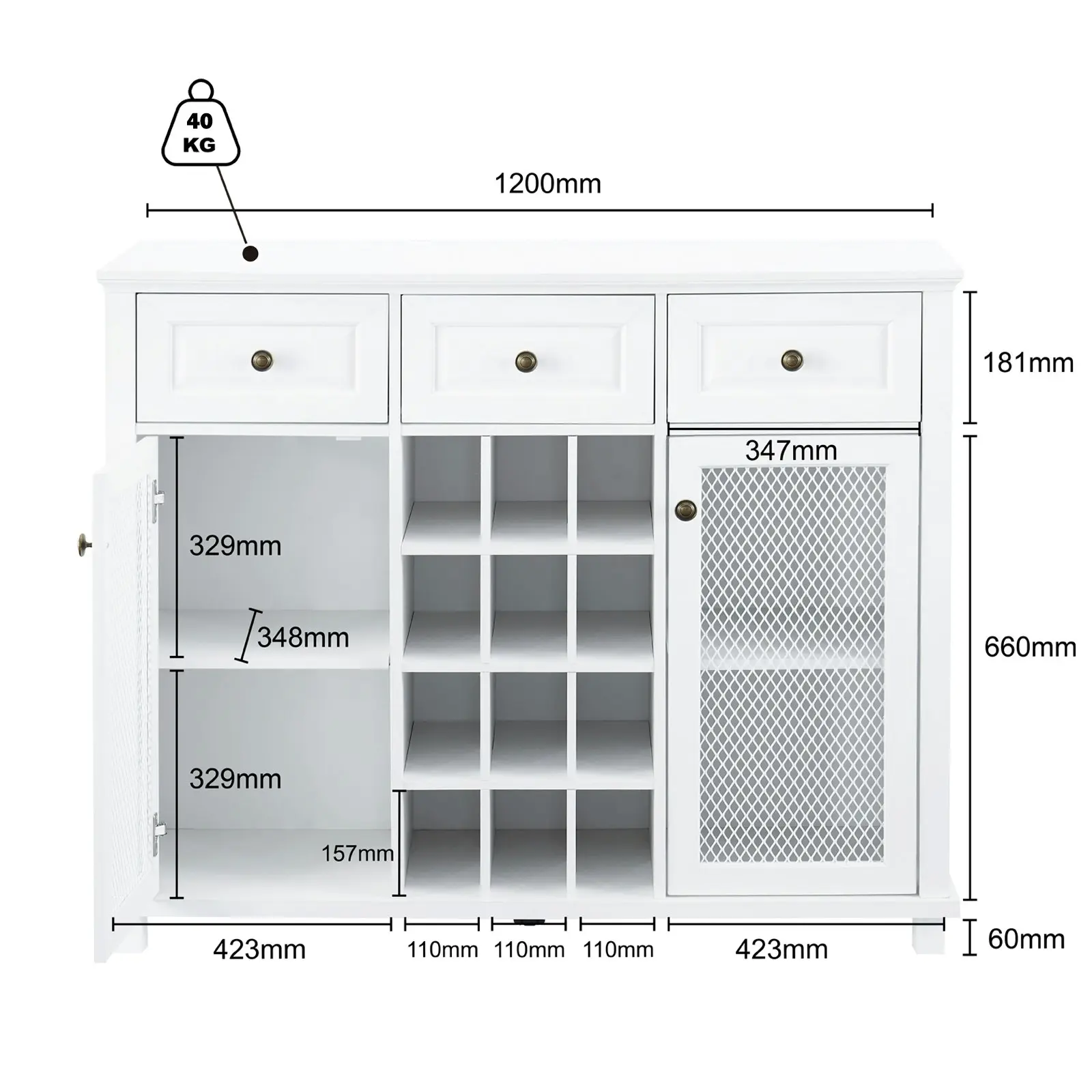 Modern Farmhouse Sideboard Wine Cabinet White | Stylish & Functional Wine Storage