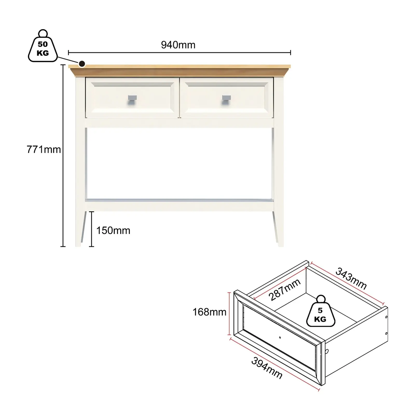 Coogee 5 Chest of Drawers Chest Tallboy and Console Table Bundle  Versatile Storage Solutions