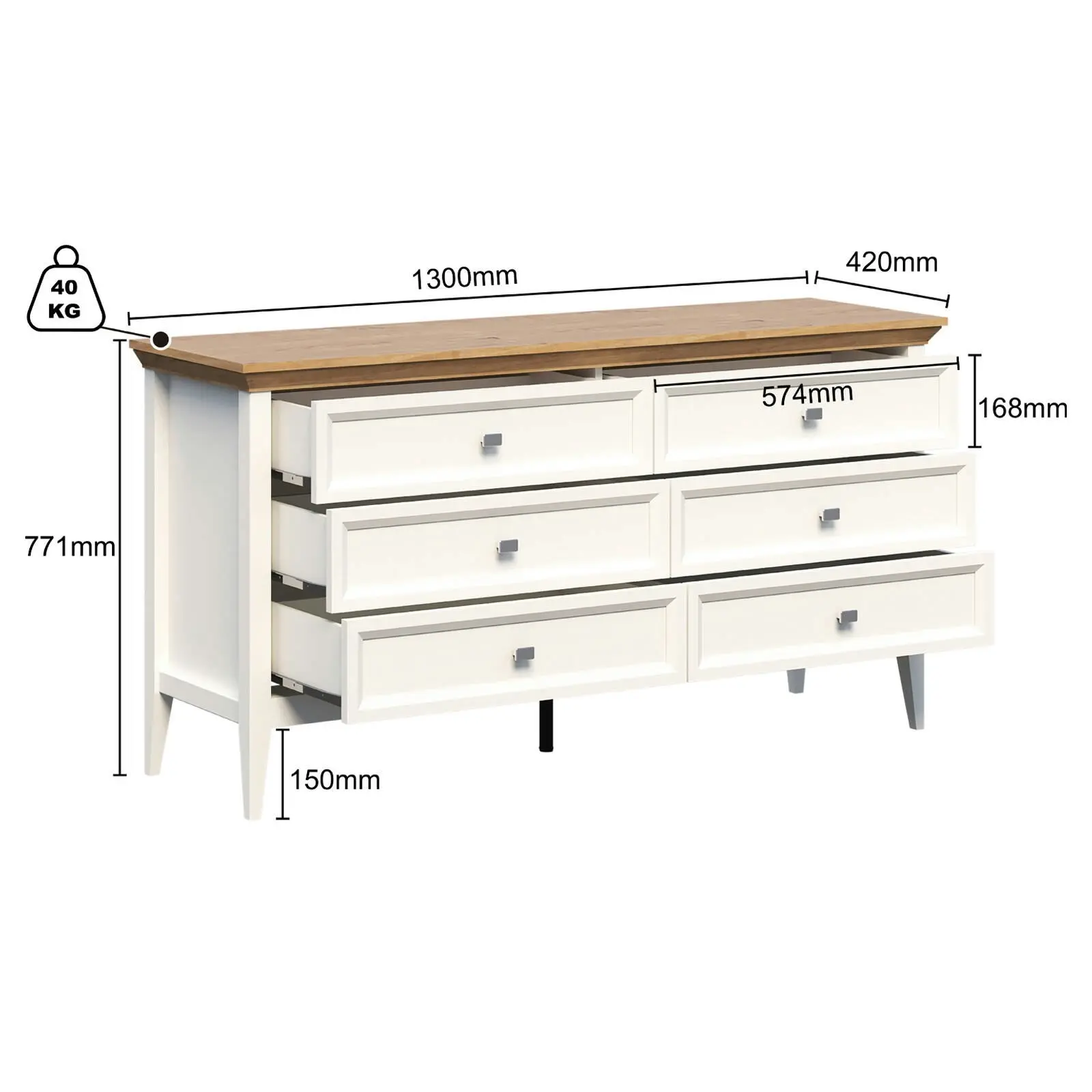 Coogee 6 Drawer Chest of Drawers  Spacious Storage Solution for Bedroom and Living Areas