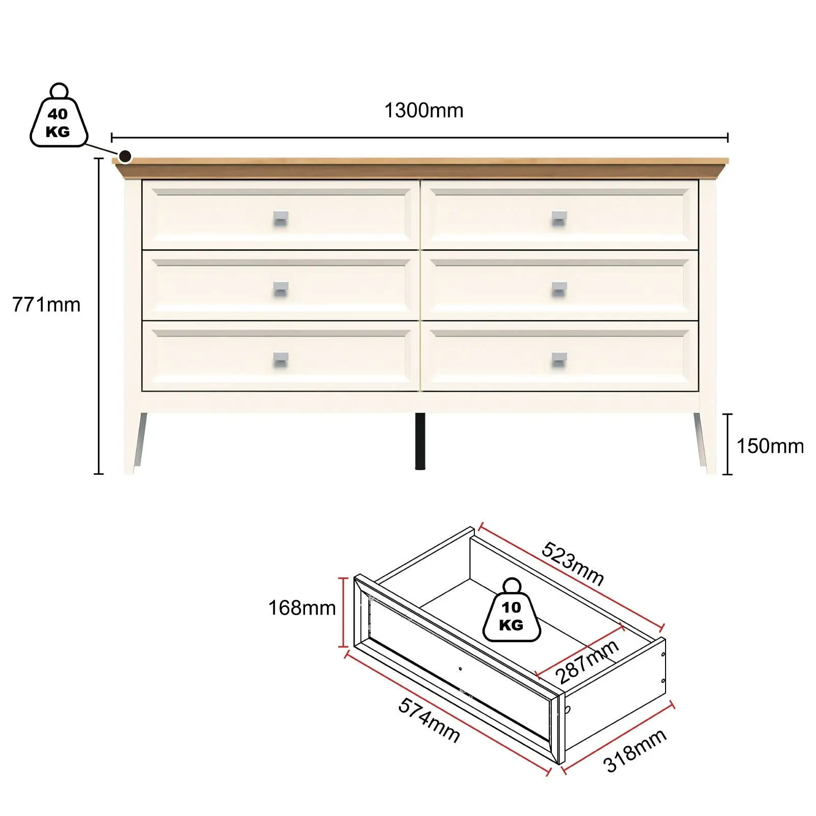 Coogee 6 Drawer Chest of Drawers  Spacious Storage Solution for Bedroom and Living Areas