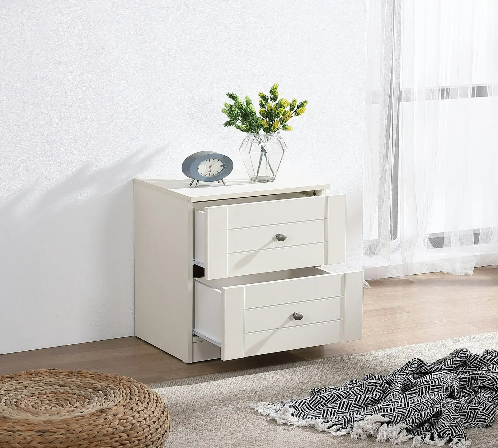 Harriet Cream Color Bedside Table Nightstand Set | Stylish Bedroom Furniture