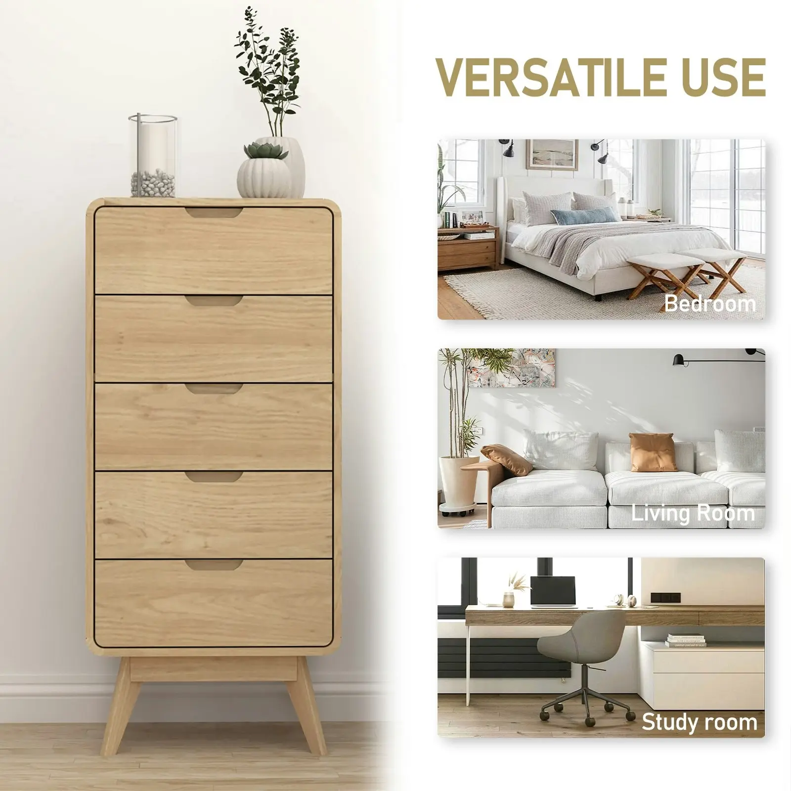 Oslo 5 Drawer Narrow Chest of Drawers | Stylish Vertical Storage Solution for Bedrooms