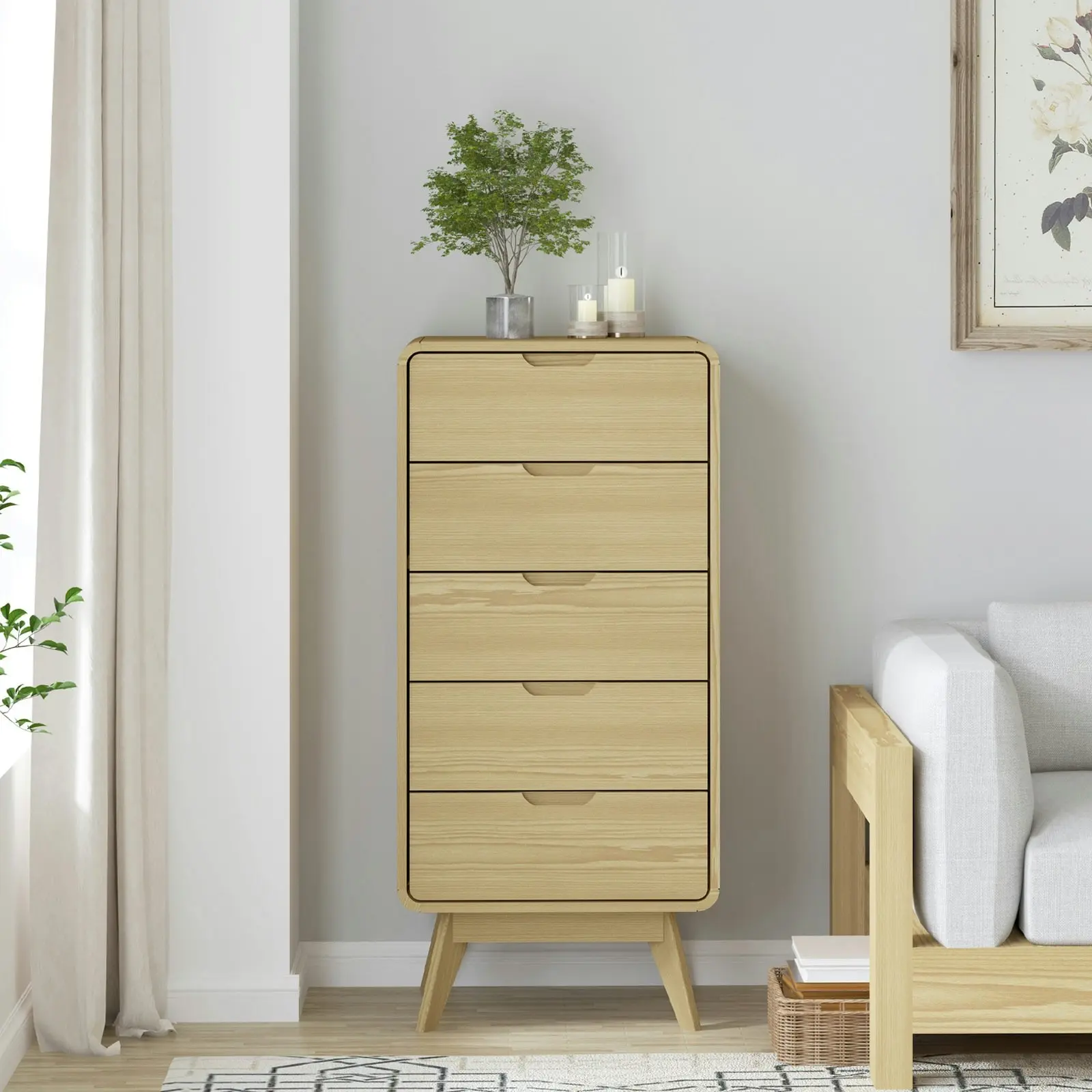 Oslo 5 Drawer Narrow Chest of Drawers | Stylish Vertical Storage Solution for Bedrooms