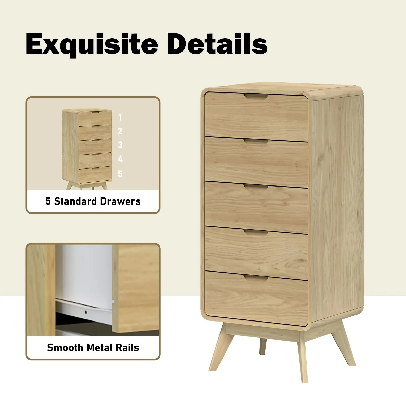 Oslo 5 Drawer Narrow Chest of Drawers | Stylish Vertical Storage Solution for Bedrooms