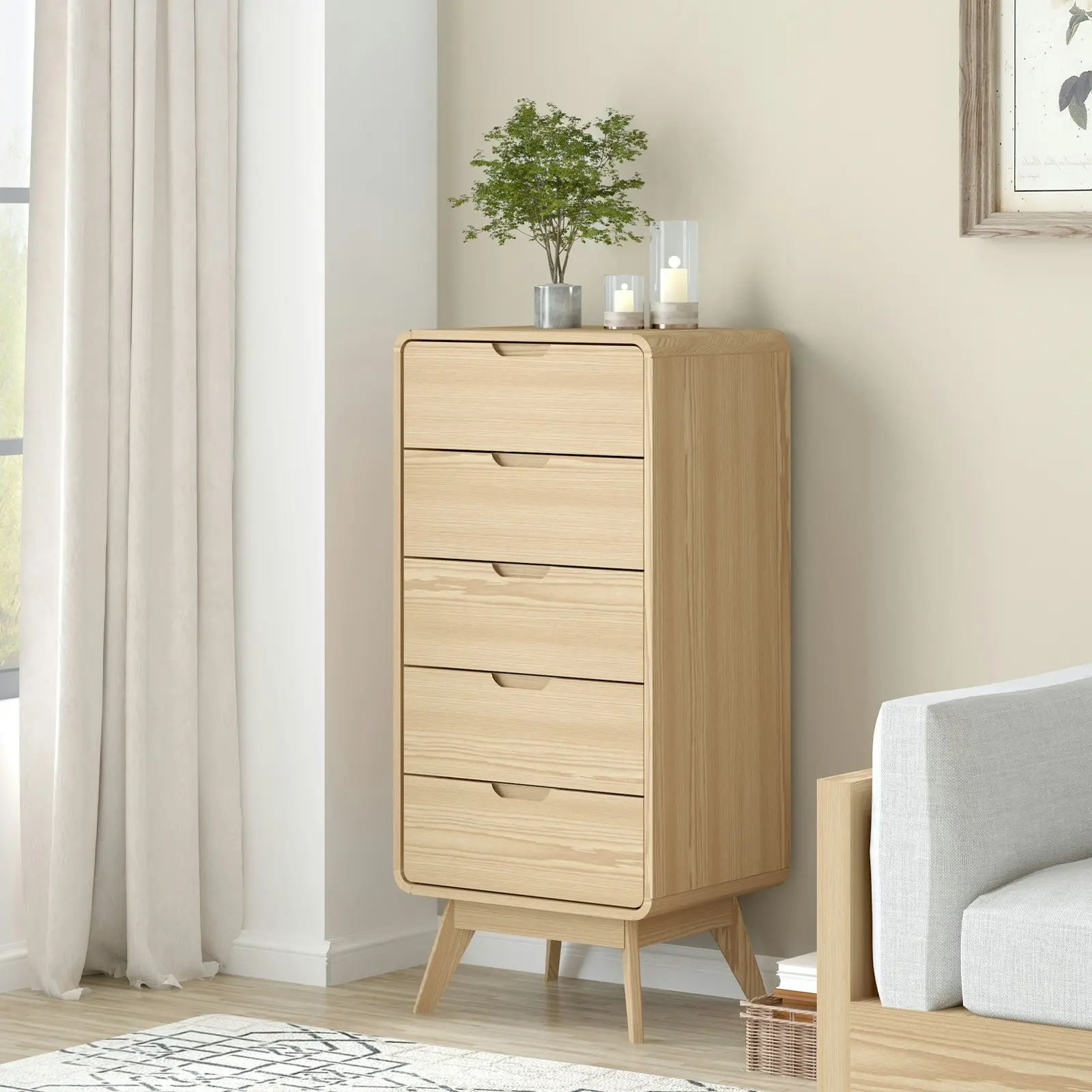 Oslo 5 Drawer Narrow Chest of Drawers | Stylish Vertical Storage Solution for Bedrooms