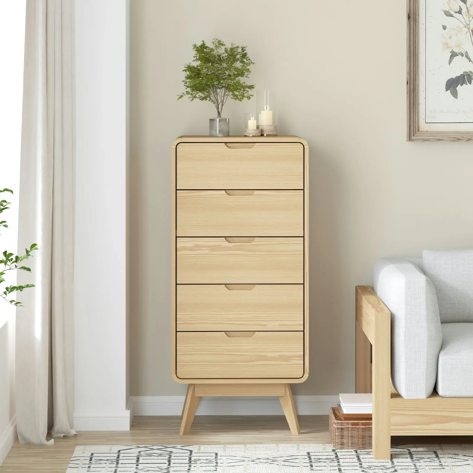 Oslo 5 Drawer Narrow Chest of Drawers | Stylish Vertical Storage Solution for Bedrooms