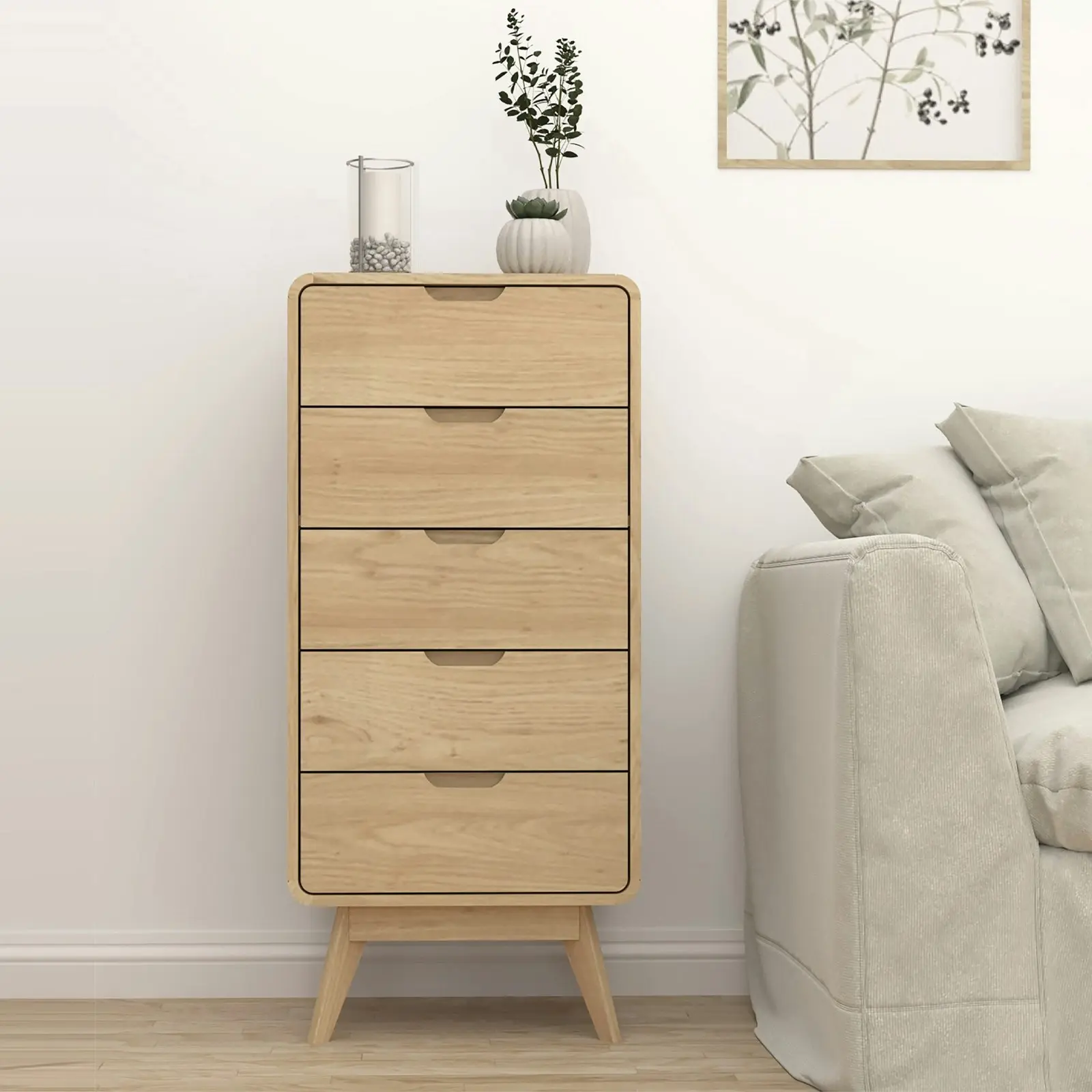 Oslo 5 Drawer Narrow Chest of Drawers | Stylish Vertical Storage Solution for Bedrooms