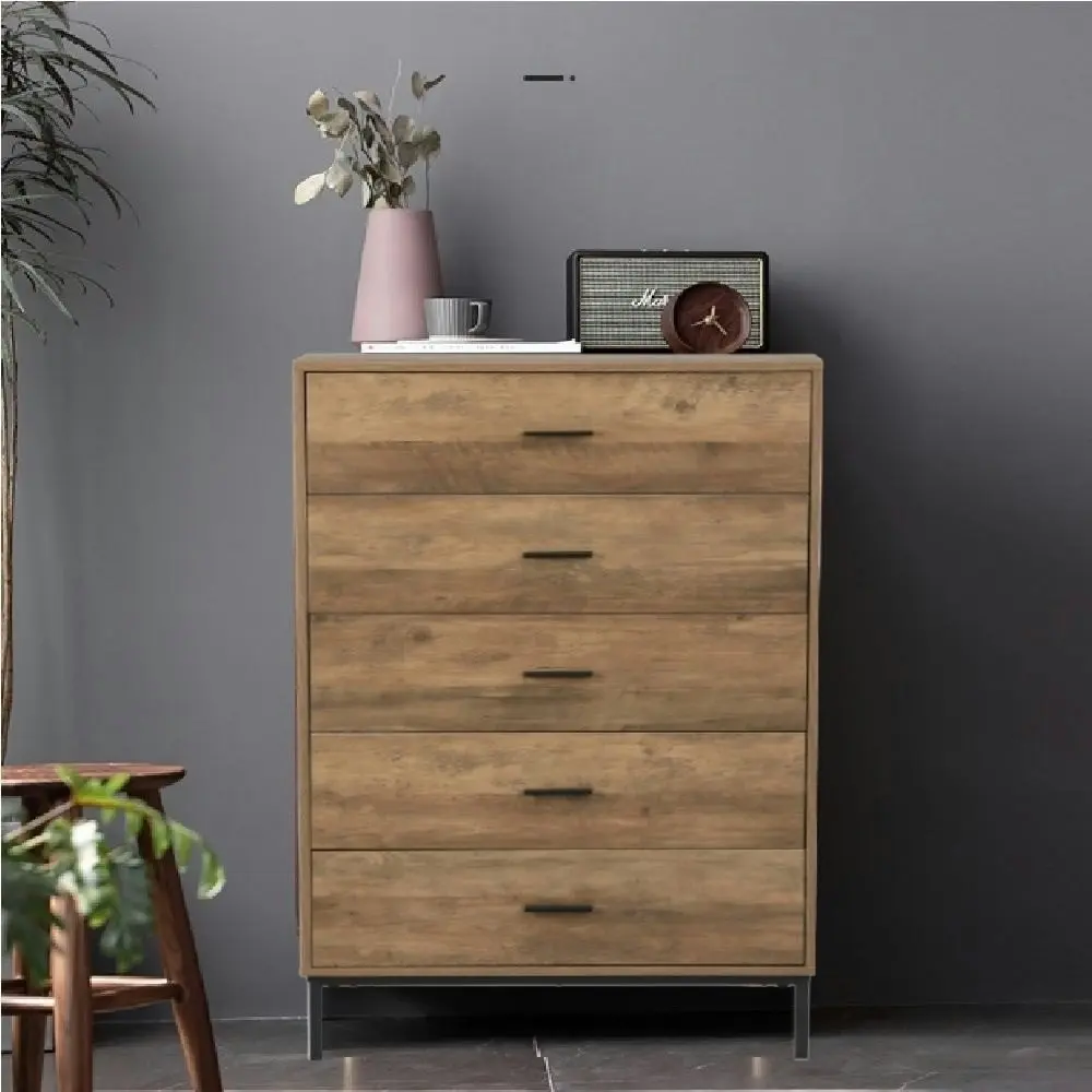 Bronx 5 Chest of Drawers Dresser 1 unit + Bedside Table 1 unit Bundle