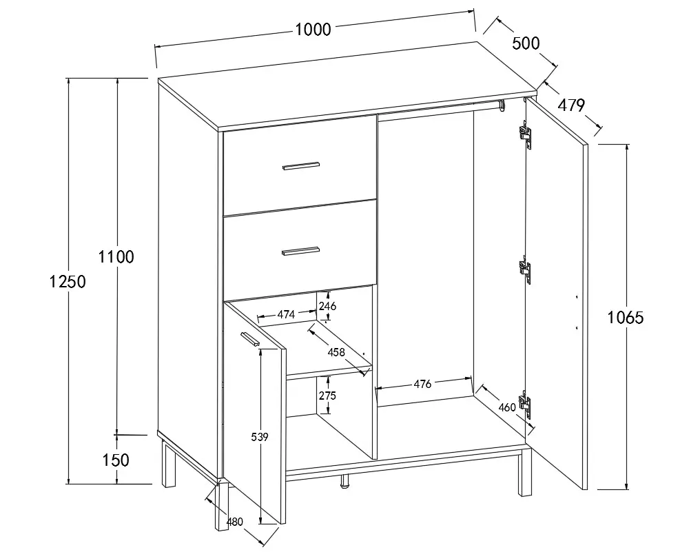 Bronx 4 Piece Storage Bundle | Tall Chest Wardrobe, 5 Drawer Chest, 2 Drawer Bedside Table, and Pet End Table