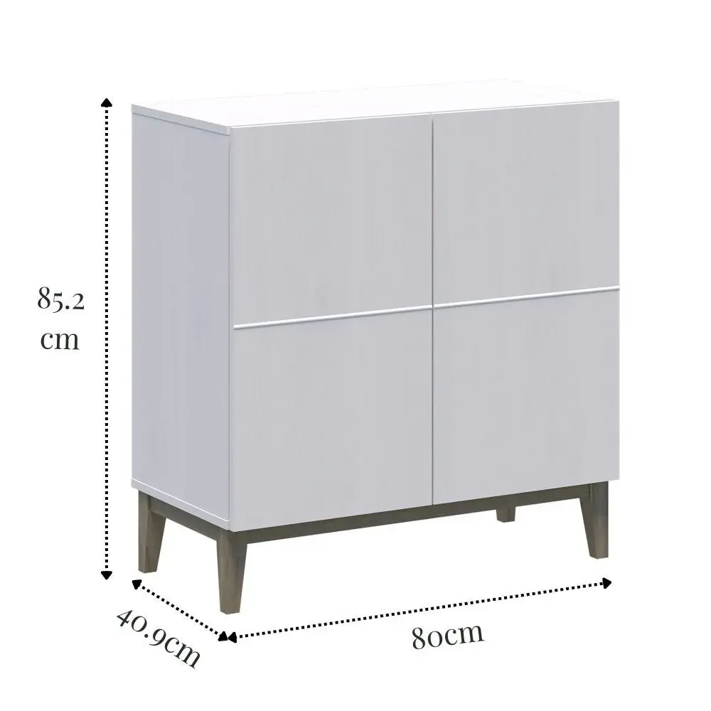 Hugo Compact Sideboard Buffet Cabinet in White | Stylish & Space-Saving Storage