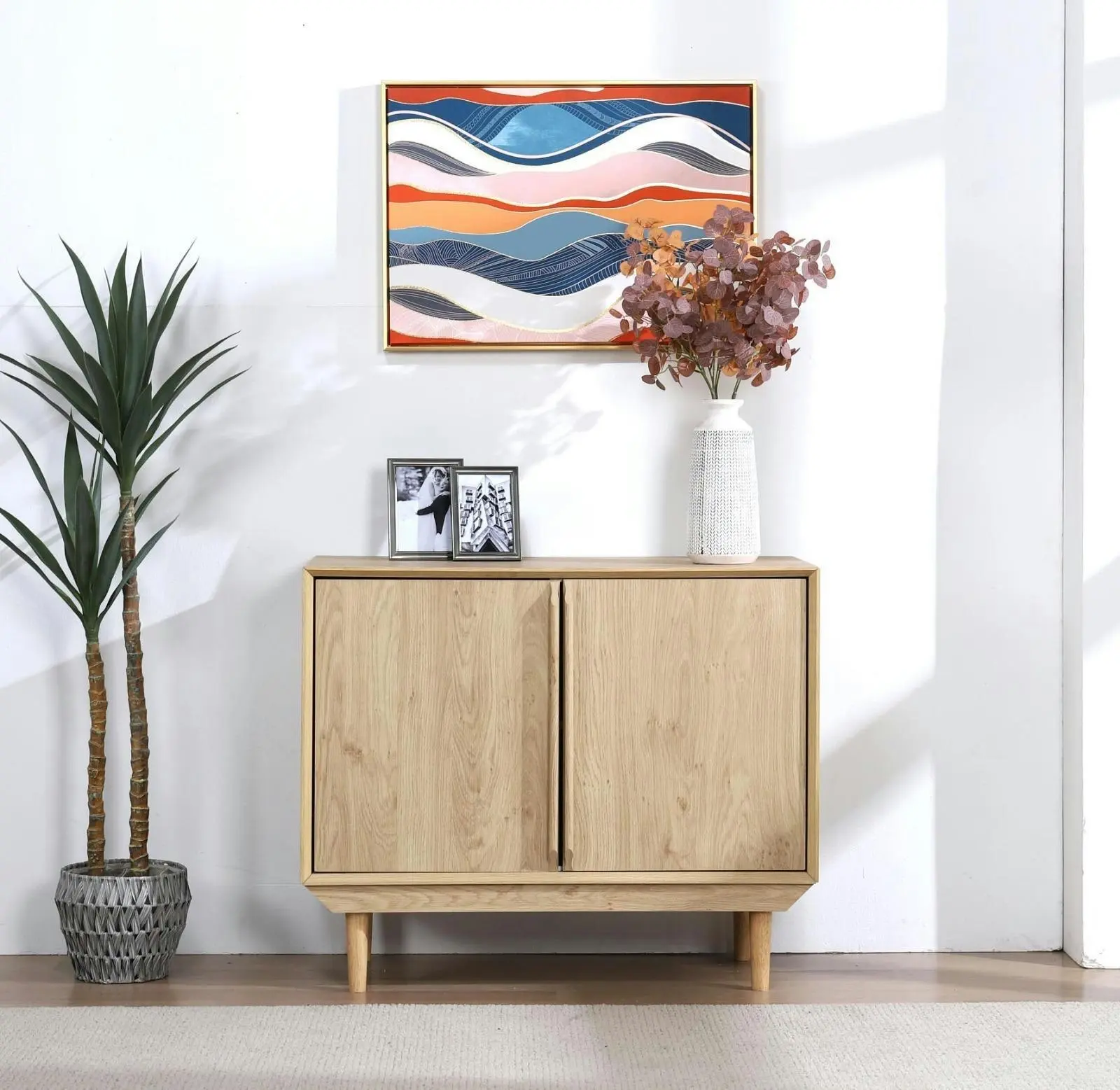 Swedish Compact Sideboard Buffet Cabinet | Stylish and Space-Saving Storage Solution