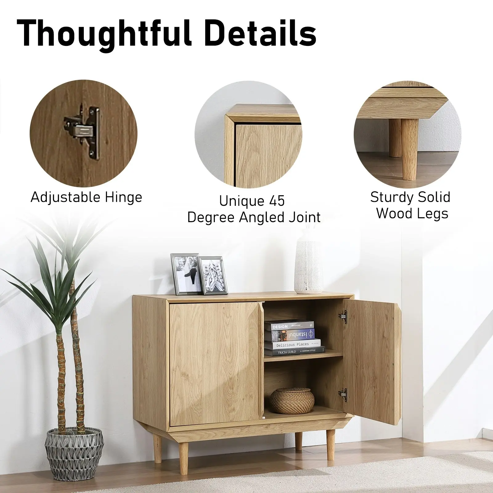 Swedish Compact Sideboard Buffet Cabinet | Stylish and Space-Saving Storage Solution