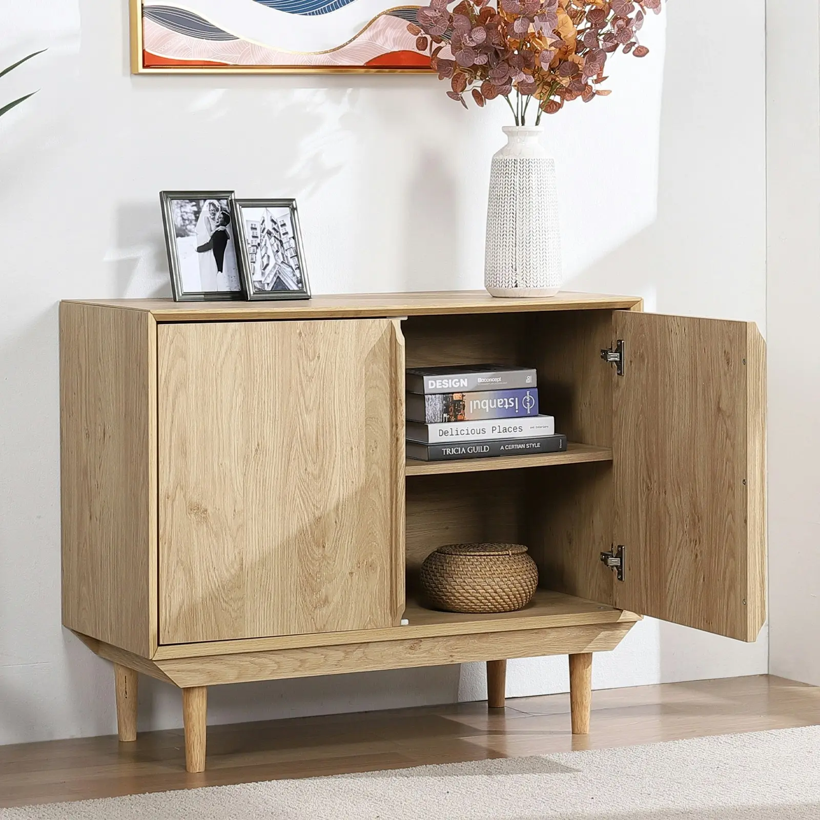 Swedish Compact Sideboard Buffet Cabinet | Stylish and Space-Saving Storage Solution