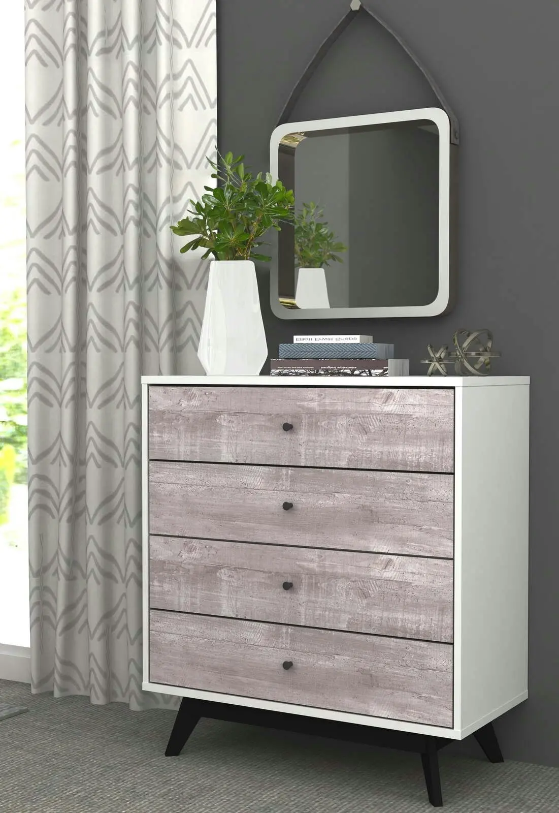 Bella Bedroom Set: 4 Chest of Drawers and 2 Bedside Tables Complete Furniture Collection