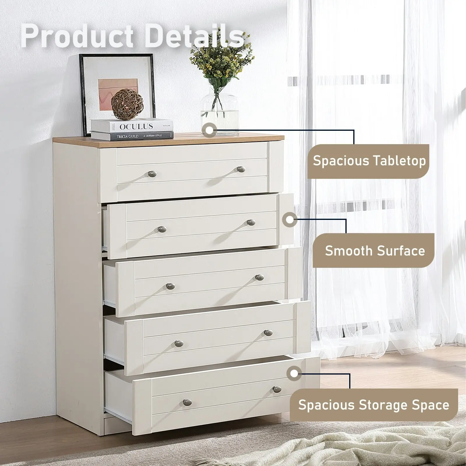 Modern Harmony Harriet 5 Drawer Chest | Sleek & Stylish Bedroom Storage