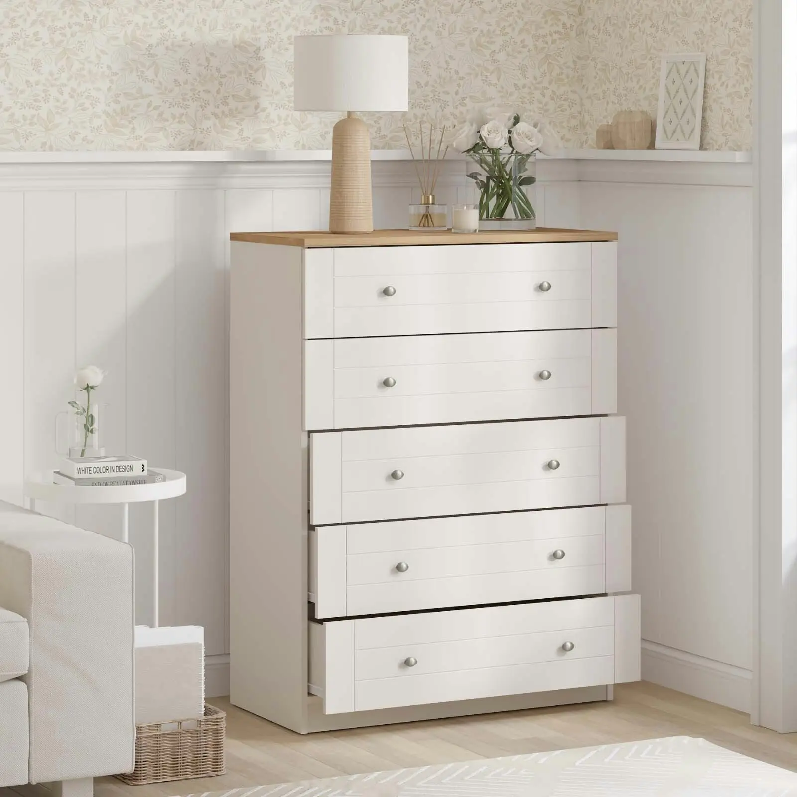 Modern Harmony Harriet 5 Chest of Drawer Chest | Sleek & Stylish Bedroom Storage