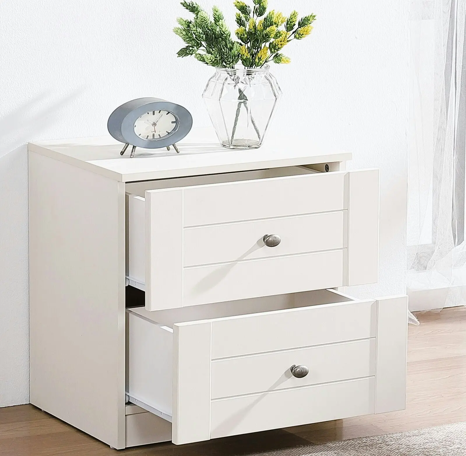 HARRIET Bedside Table Chest Of 2 Drawers White