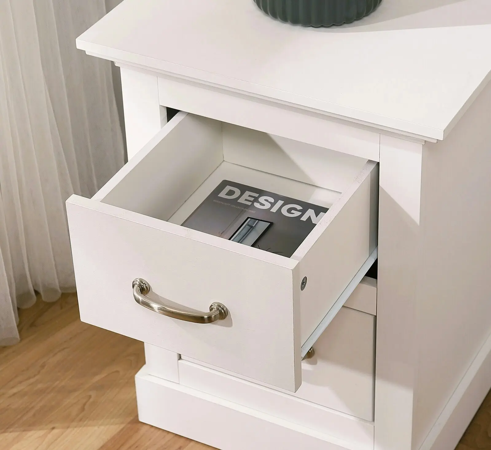 Ashford White 2 Drawer Bedside Table  Elegant Storage Solution for Your Bedroom