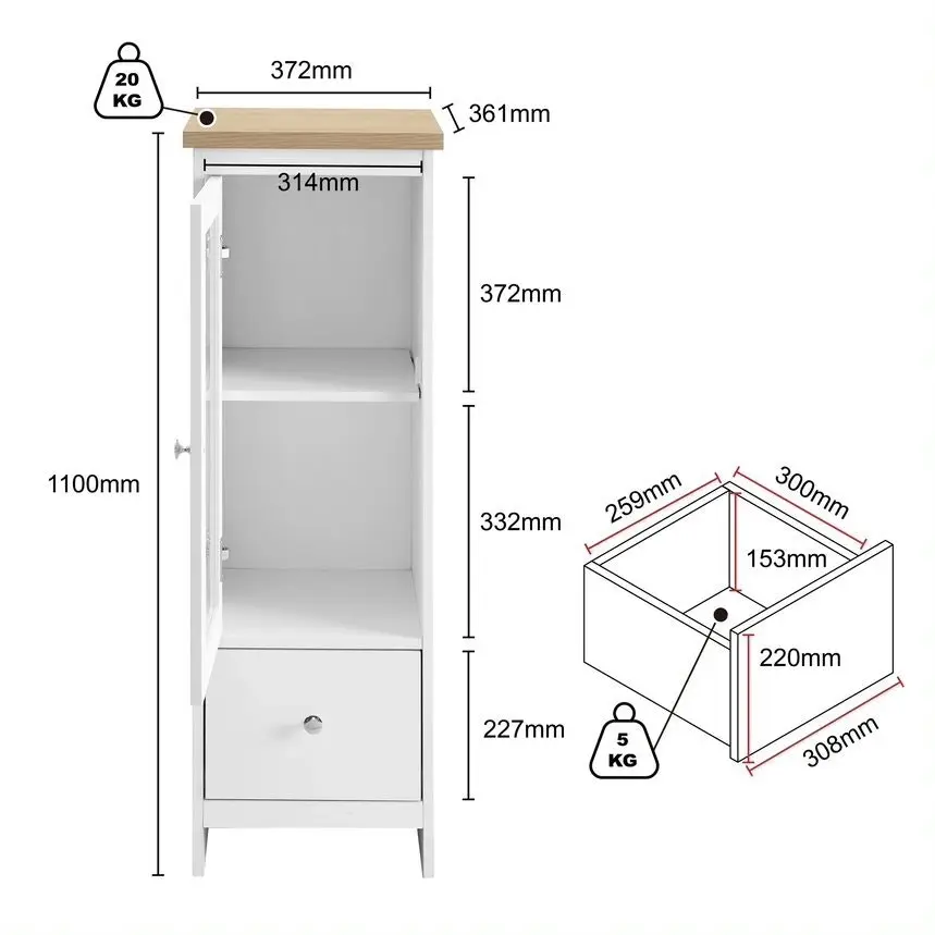 Glass Door Bathroom Cabinet | Durable Storage for Towels Toiletries