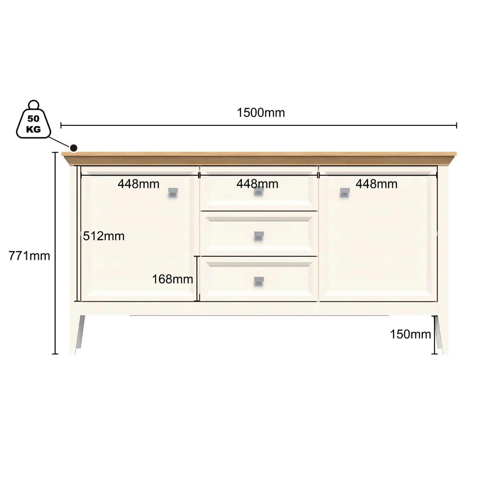 Coogee 2 Door 3 Drawer Sideboard | Elegant & Versatile Storage Solution