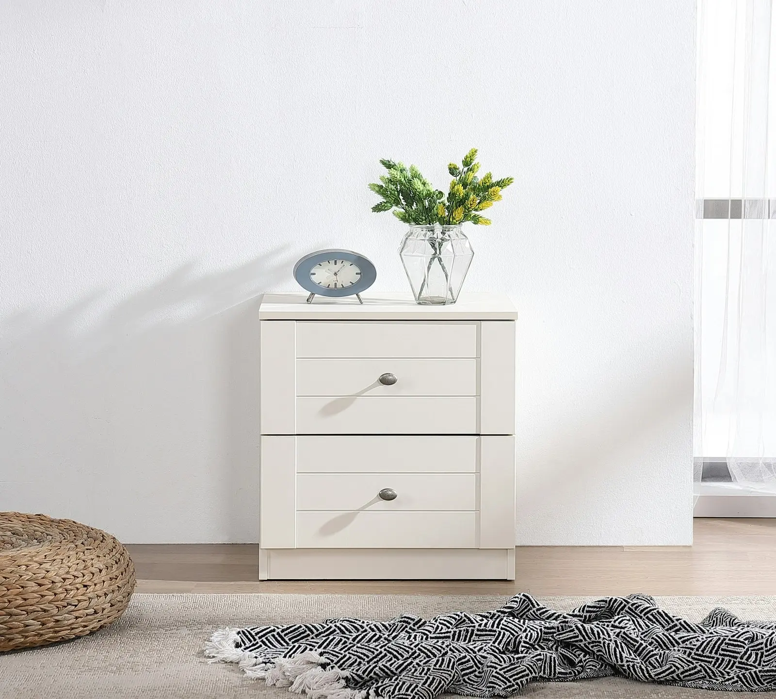 Harriet 5 Drawer Chest of Drawers Tallboy Dresser & Bedside Table Set - Elegant Bedroom Storage