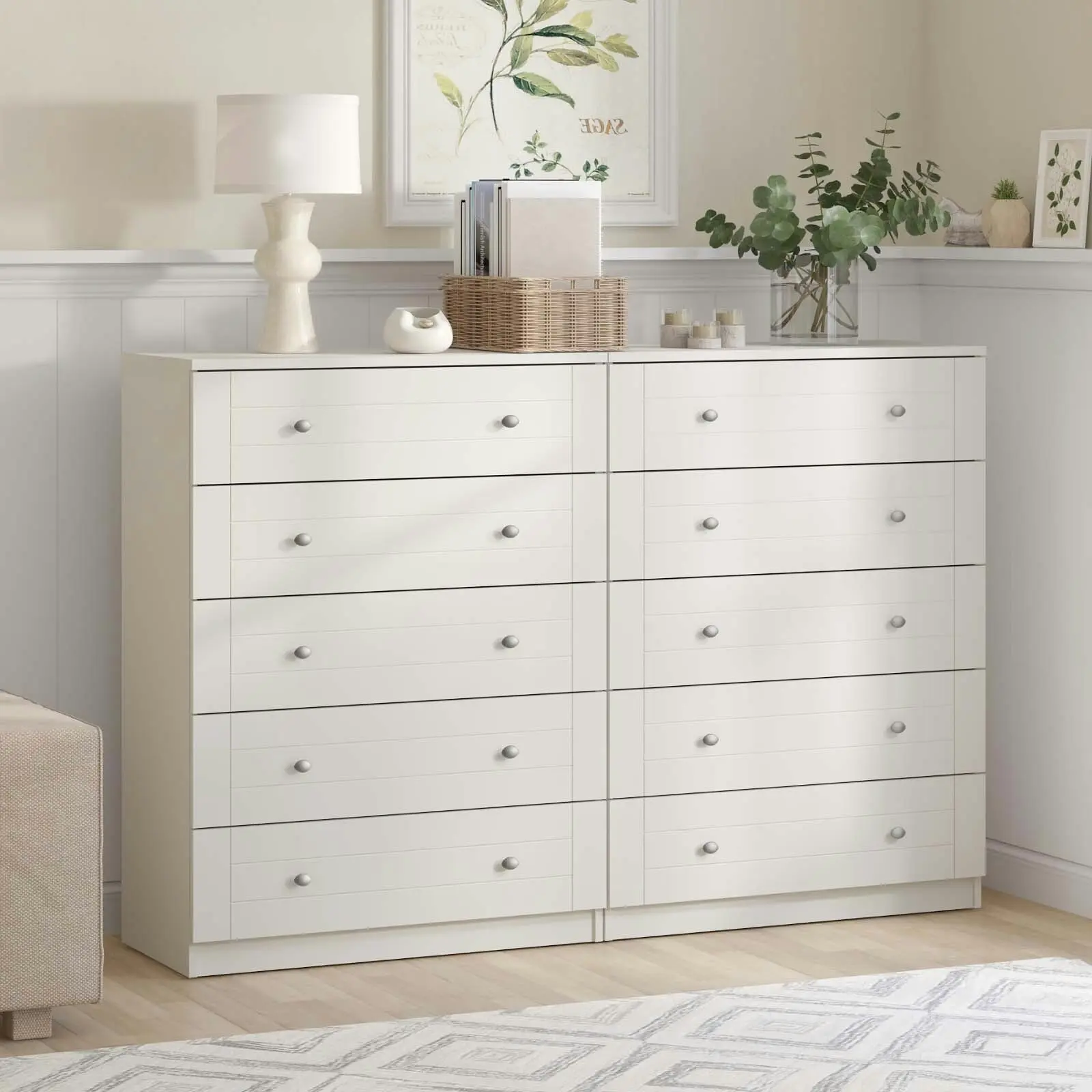 Harriet 5 Drawer Chest of Drawers Tallboy Dresser - 2 Set Bundle | Stylish and Durable Bedroom Storage