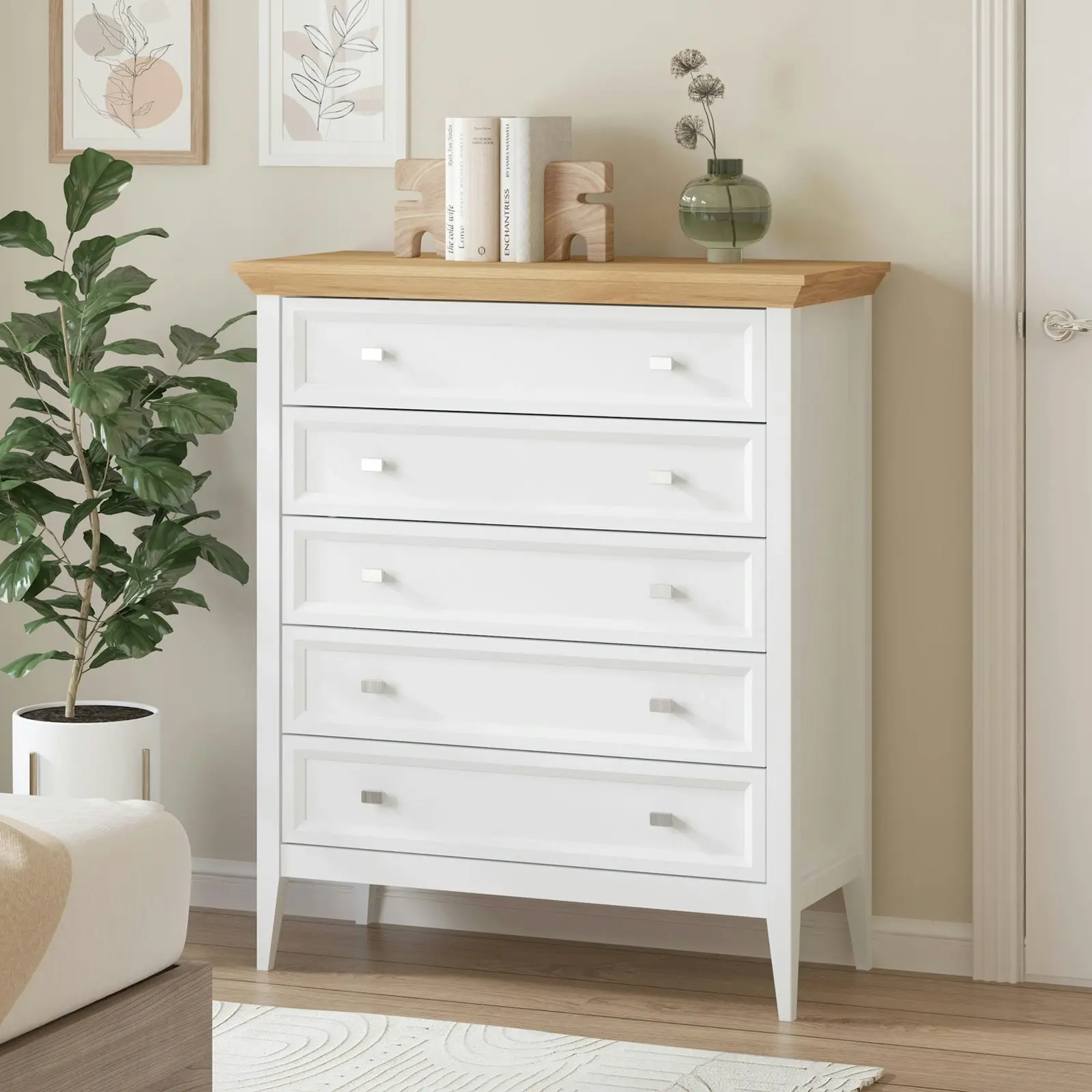 Coogee 5 Drawer Chest, 6 Chest of Drawers Dresser, and Console Table  Complete Storage Solution