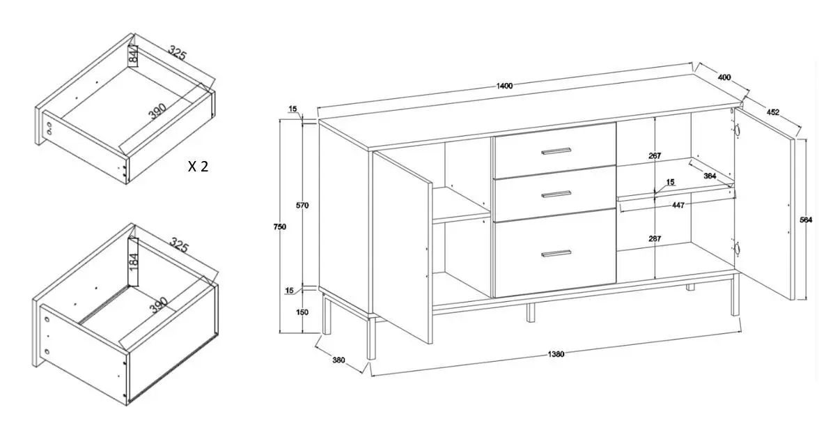 Bronx Sideboard Buffet Cabinet and Pet House Table | Stylish Storage for You and Your Pet