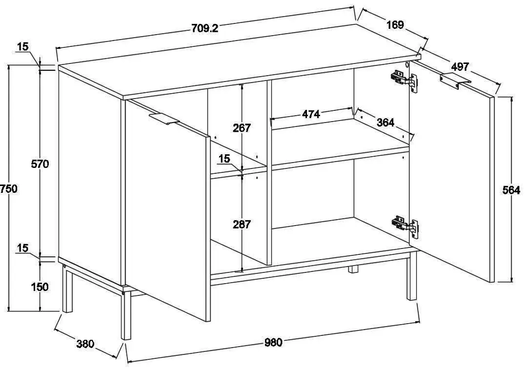 Bronx Buffet Sideboard Cabinet Bundle | Large & Compact Sideboard Set for Versatile Storage